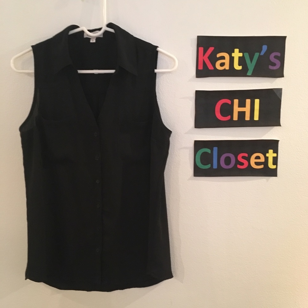 Express Black Sleeveless Button Down Shirt M